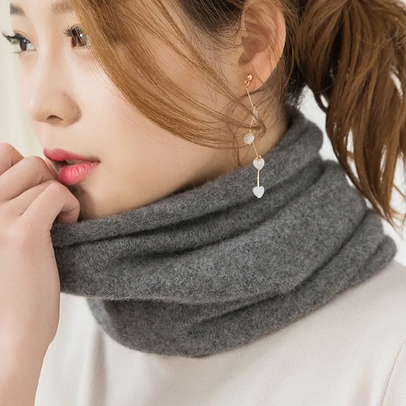 Women/'s Wool Scarf Neck Warmer Angora Rabbit Cashmere Cowl Collar