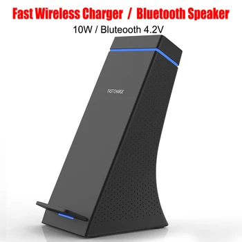 

New Qi Fast Wireless Charging Stand With Bluetooth Speaker Outdoor Stereo Bass High Quality For All Qi Mobile Phones