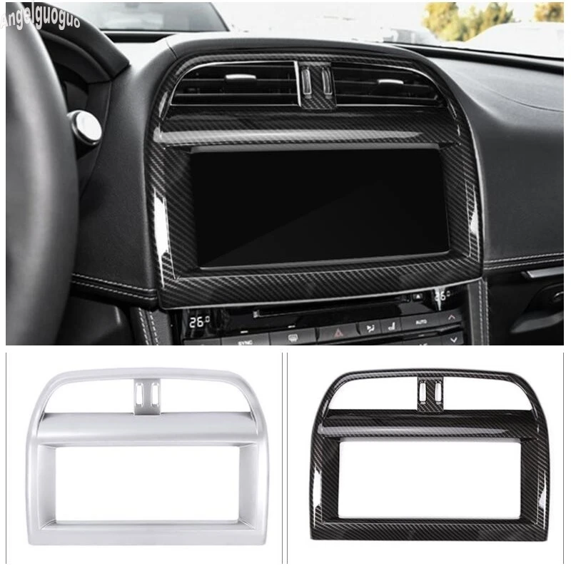 ABS Chrome or Carbon Fiber Style For Jaguar XE F-pace XEL Accessories Car GPS DVR Screen Frame Cover Air outlet Trim Sticker