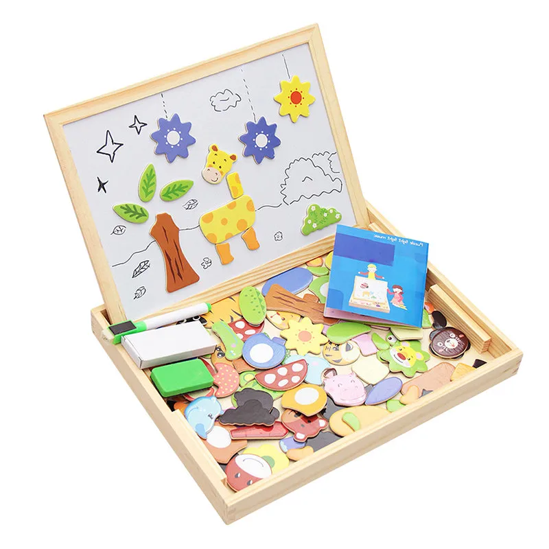 

Wooden Magnetic Puzzle Figure Animals/ Vehicle /Circus Drawing Board 5 styles Box Kid Early Education Toy