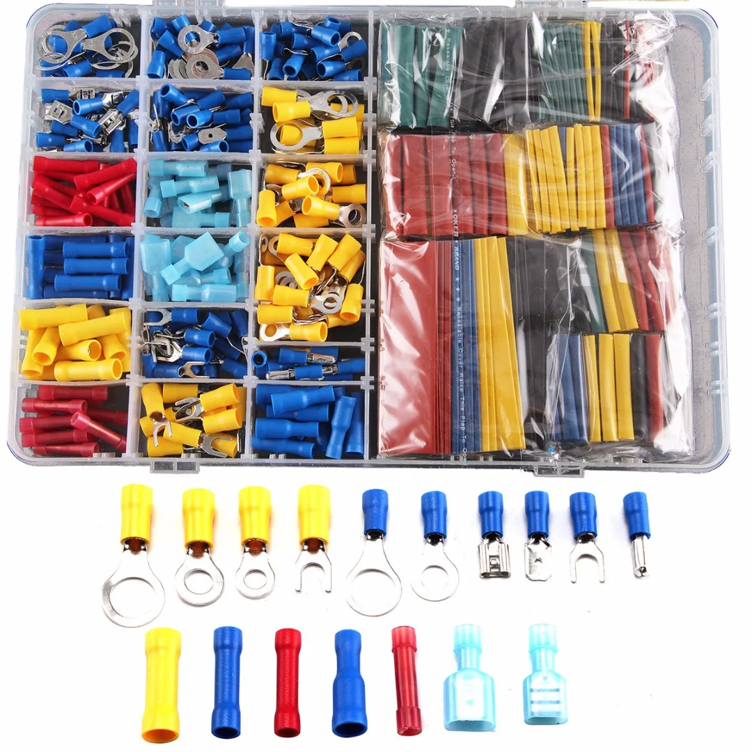 

558pcs Electrical Wire Crimp Connectors Terminals Heat Shrink Tube Sleeving Set For Car