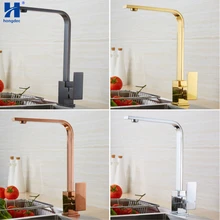 Hongdec высококачественный современный латунный кран с одной ручкой черный золотой кран для кухонной раковины