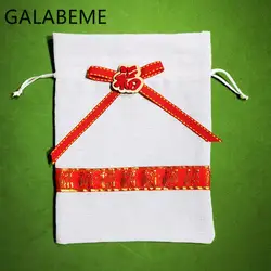 Galabeme 12 PC Красный Happy Мешковина из натуральной ткани подарок мешки для конфет, свадебный подарочный сувенир для вечеринок Коробка Сумка Джут