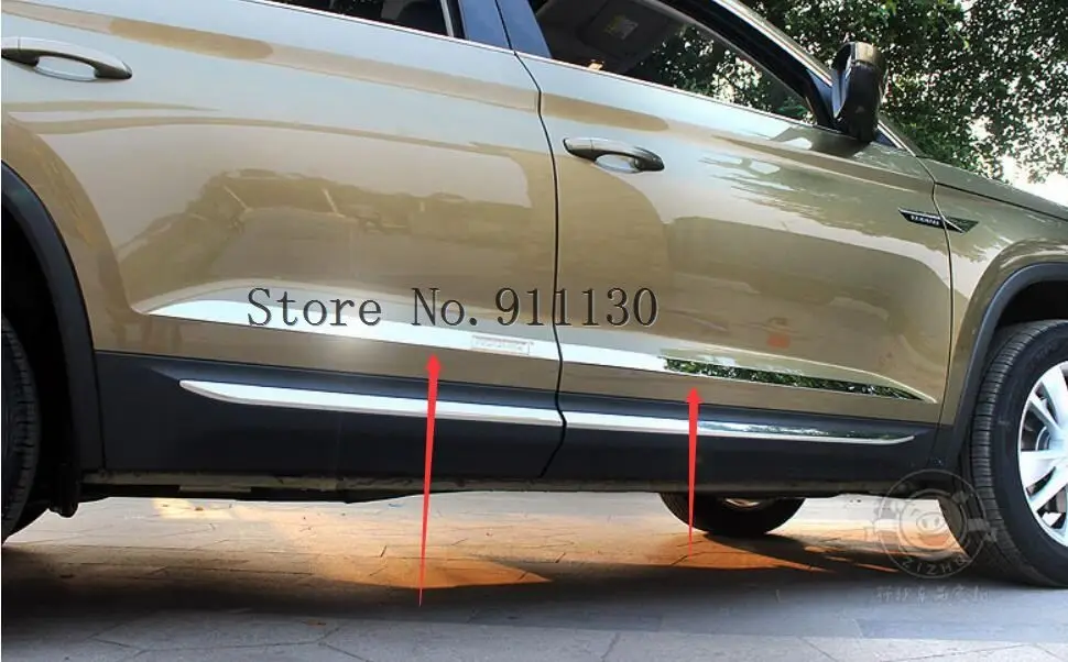 

Fit For Skoda KODIAQ 2017 2018 2019 Stainless steel Side Door Line Garnish Body Trim 4pcs