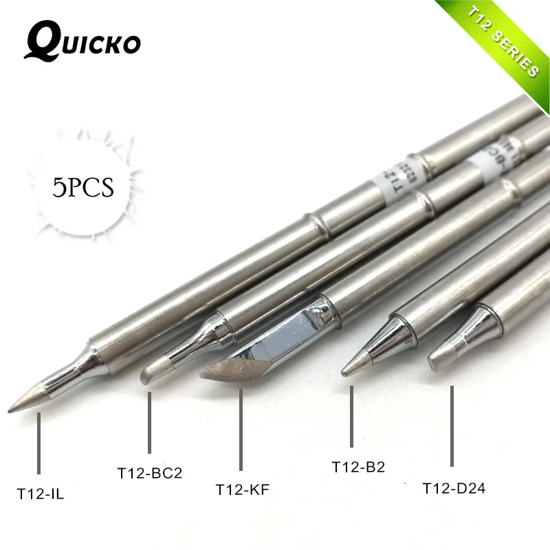 QUICKO T12-KF T12-B2 T12-BC2 T12-D24 IL электронный жало паяльника припой 220v сварочный наконечник для пайки Ремонт станции - Цвет: 5pcsKF BC2 B2 IL D24