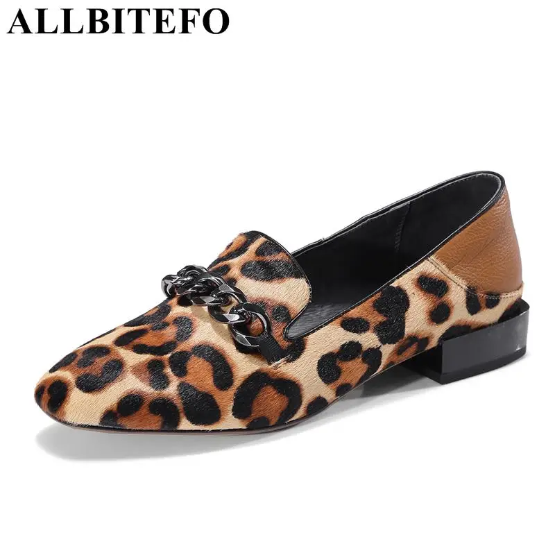 

ALLBITEFO size:34-42 genuine leather+Horse hair square toe women high heel shoes fashion thick heel women pumps girls shoes