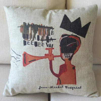 Jean-Michel Basquiat граффити Живопись Домашний декор подушка льняная хлопковая Подушка диванная Подушка декоративная подушка