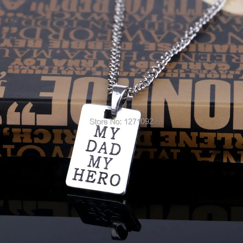 Geometric My Dad My Hero Pendant Chain Necklace Family Men Jewelry For