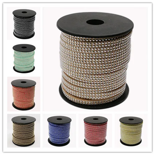 2 Row Silver Aluminum Studded Korea Faux Suede Cord 5x2mm Jewelry Findings about 20yards/roll | Украшения и аксессуары
