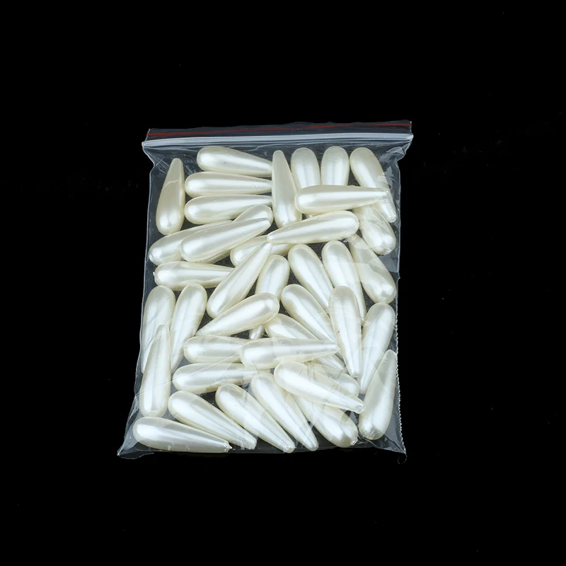 

40Pcs 10*30MM New Have Hole White Ivory Color Water Droplets Shape Imitation Pearls Straight Hole Beads DIY Bracelet Jewelry
