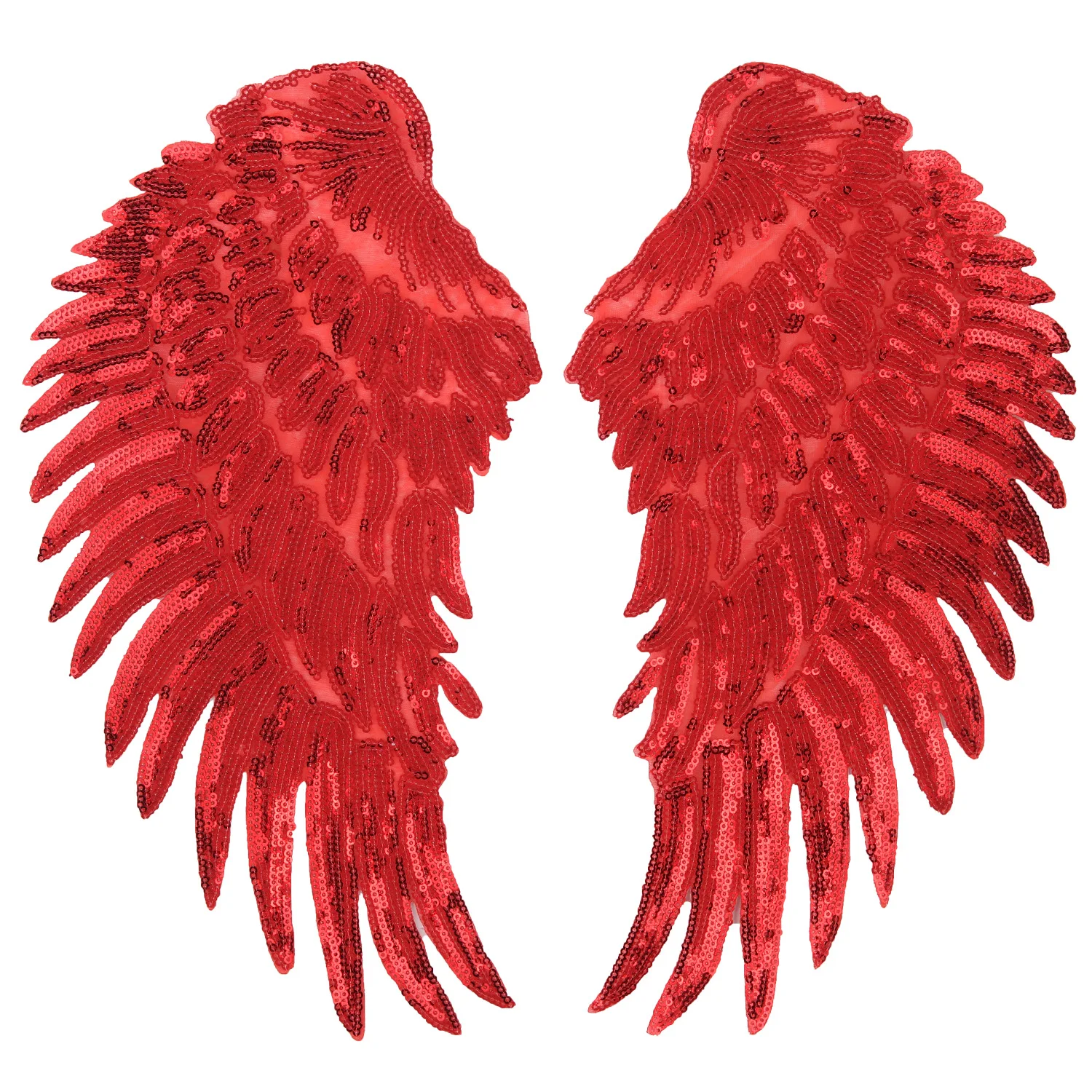 Большой мультфильм падший ангел черные крылья блесток аппликация вышивка железо на рок значки заплатки на рюкзак для одежды футболка куртка - Цвет: Red Wings