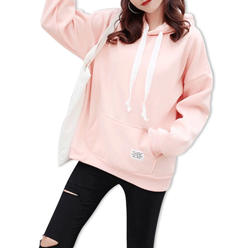 2018 New Solid Color Maiden Style Casual Loose Large Size Women's Hoodies Pullover Jumper Hooded Long-sleeved Sweatshirts Tops Hoodies