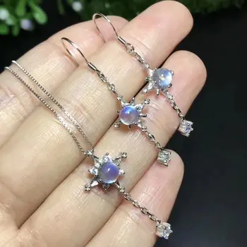 

Fidelity Natural 5mm moonstone "lovers of stone" s925 sterling silver fresh fine jewelry sets for women natural blue gemstone