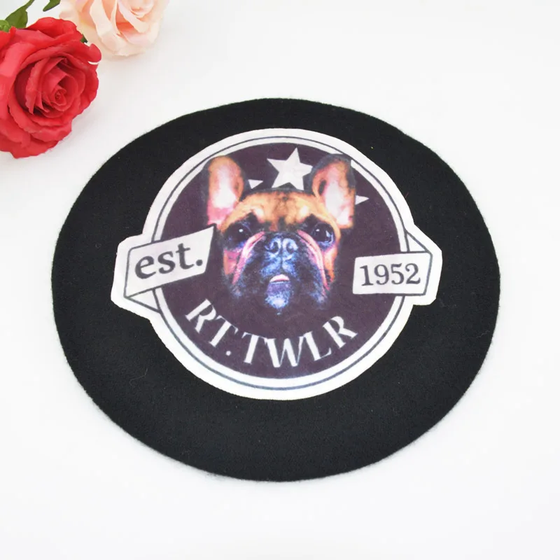 Британская мода темно-синего цвета дешевая Женская Ретро собака берет зимняя шапка бутон женские трендовые береты шапки Boina Feminina 1056 - Цвет: H06 black