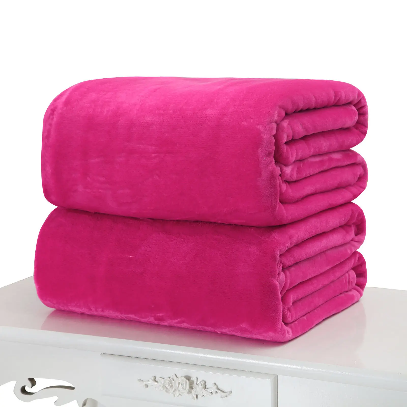 Новое супер мягкое теплое плотное теплое микро плюшевое Флисовое одеяло плед диван постельные принадлежности - Цвет: Rose Red