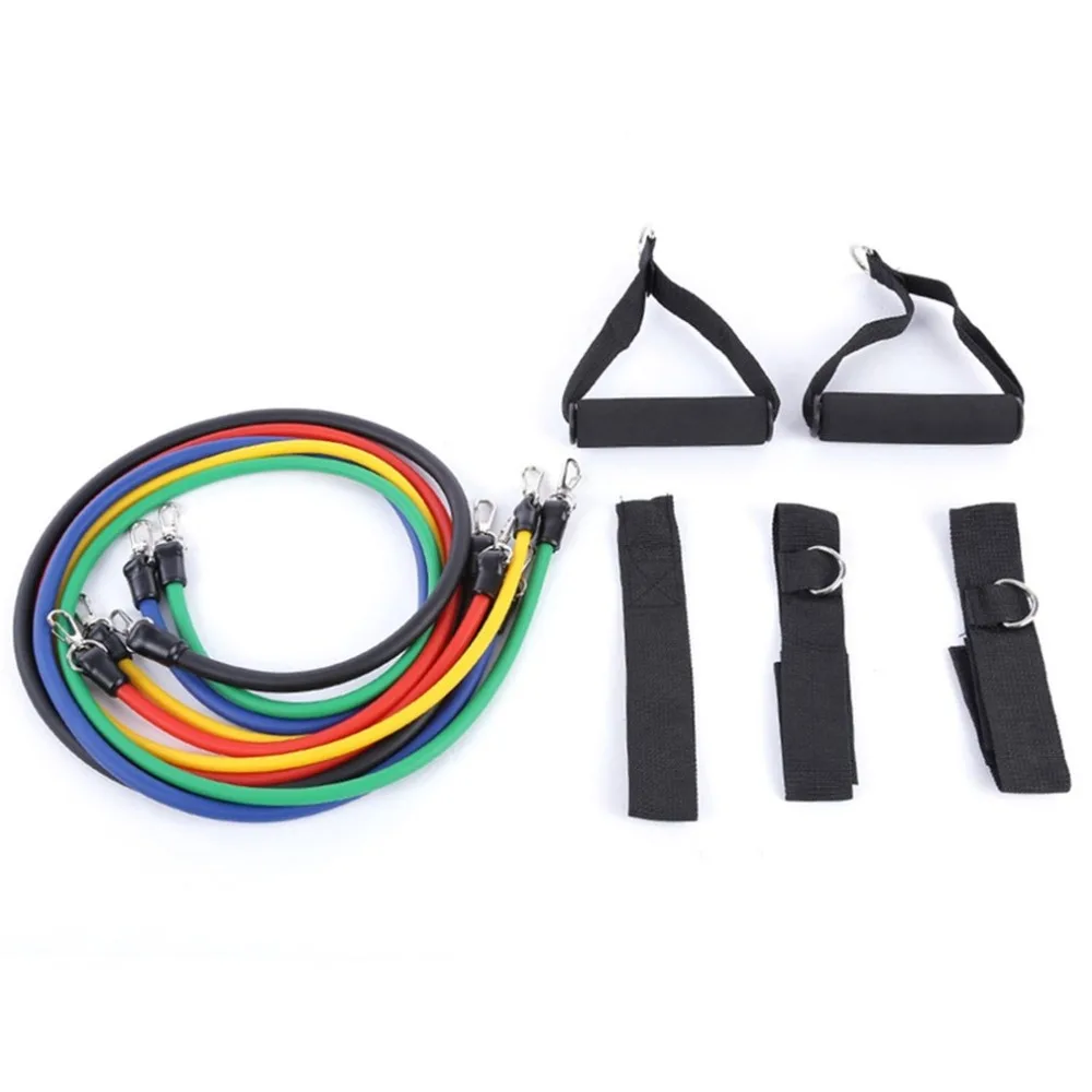 

11Pcs/Set Elastic Flexible Yoga Strap Resistance Bands Exercise Kit Home Office Gym Tube Fitness Accessories & Parts