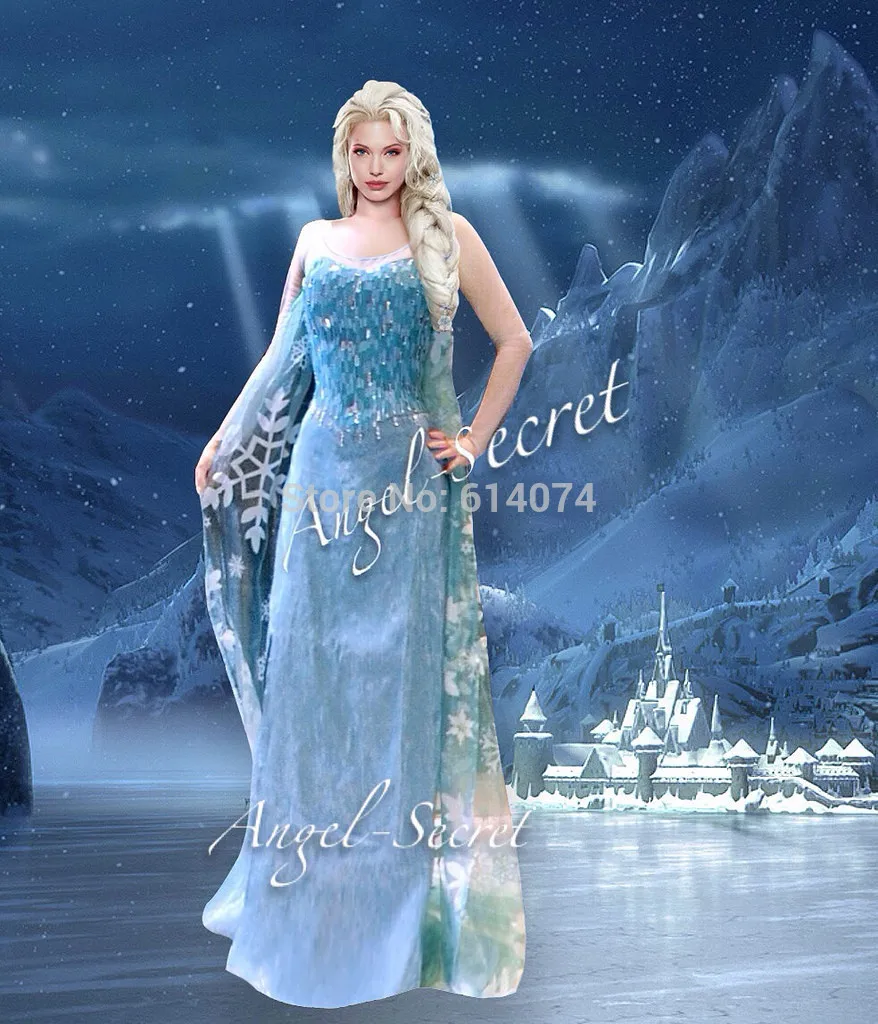 

J777 Movies NEW Snow Queen ELSA Cosplay Costume Dress tailor HANDMADE CUSTOM finished dress with cloak