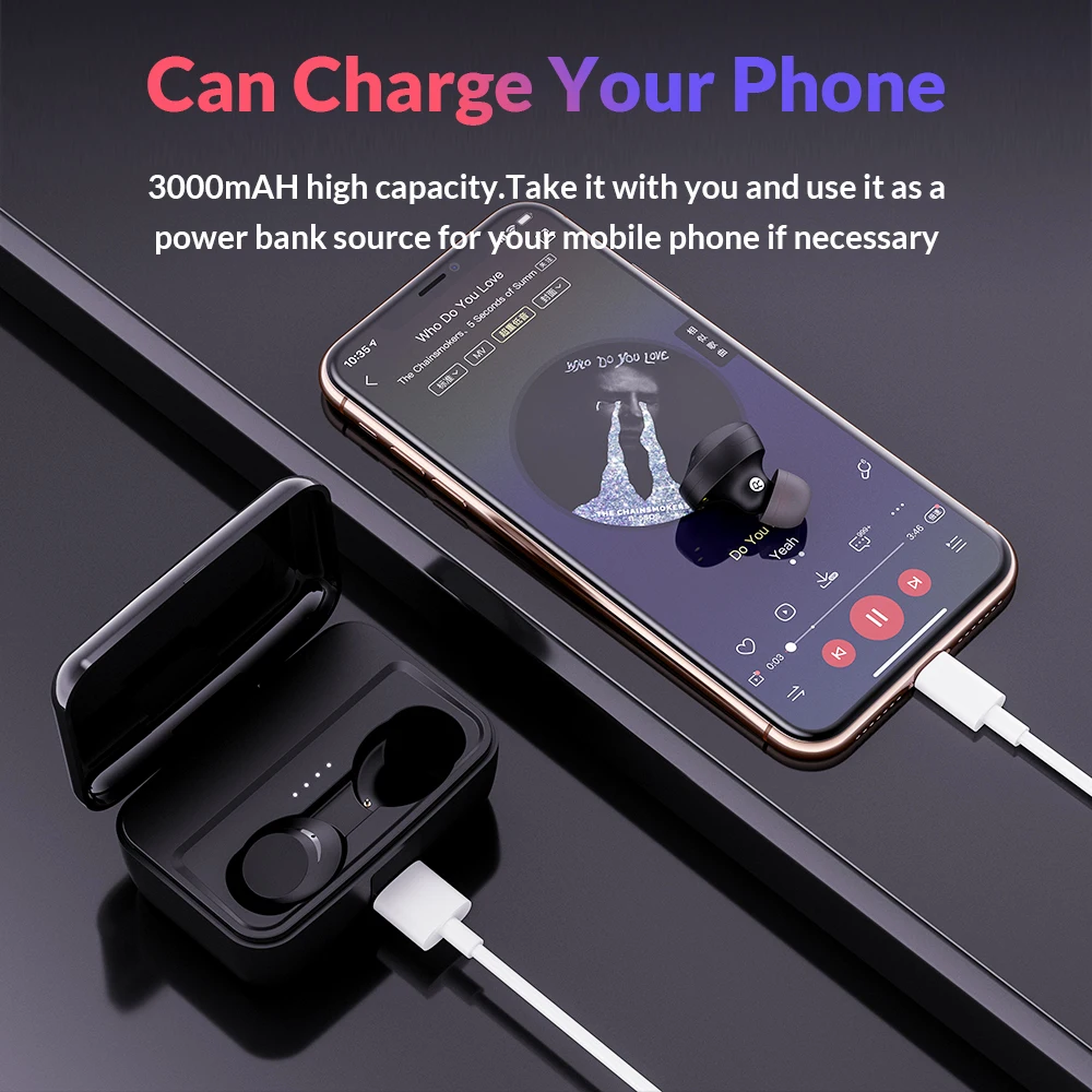 TOPK наушники вкладыши TWS Bluetooth 5 0 настоящие беспроводные сенсорные IPX8
