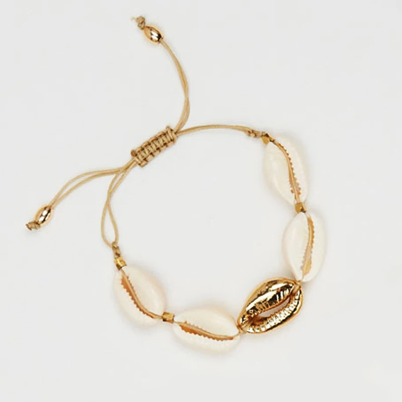 Натуральный пляжный браслет в виде ракушки, женские очаровательные браслеты для женщин, женские очаровательные браслеты, изысканные ювелирные изделия, подарок - Окраска металла: 6