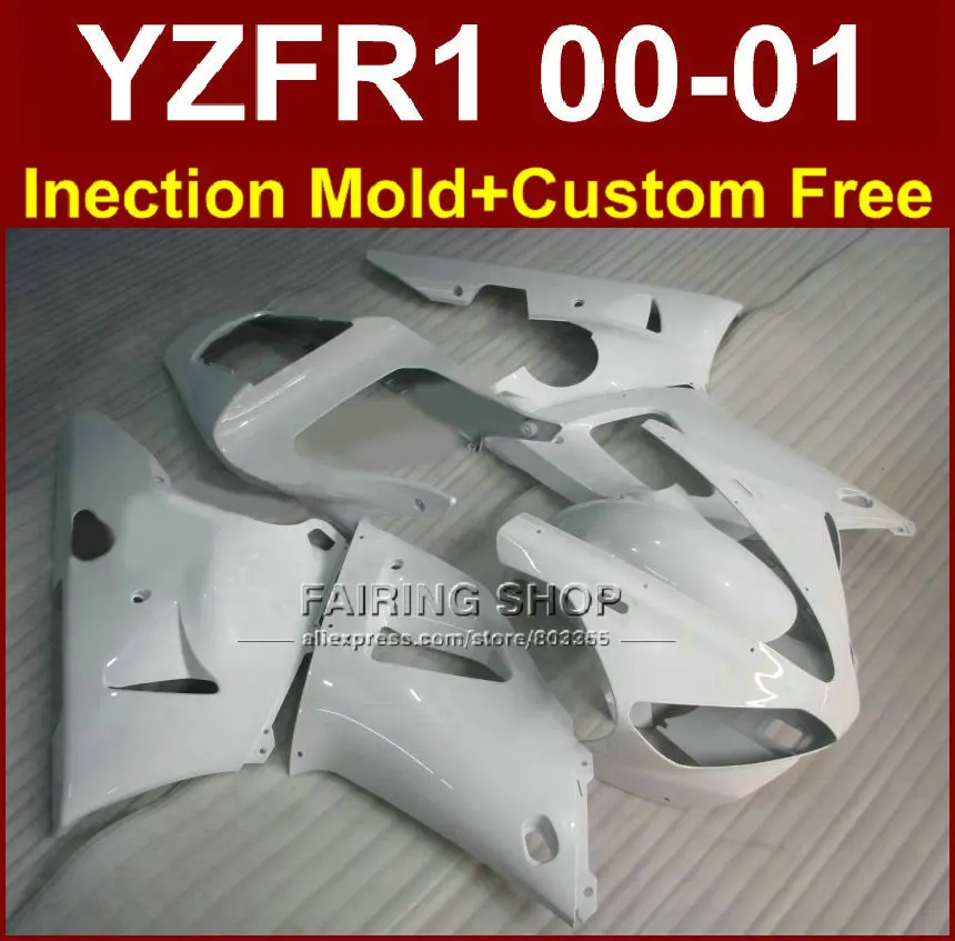 Free customize body parts for YAMAHA pure white fairings YZFR1 2000 2001 yzf1000 00 01 ABS plastic bodyworks+7gifts | Автомобили и