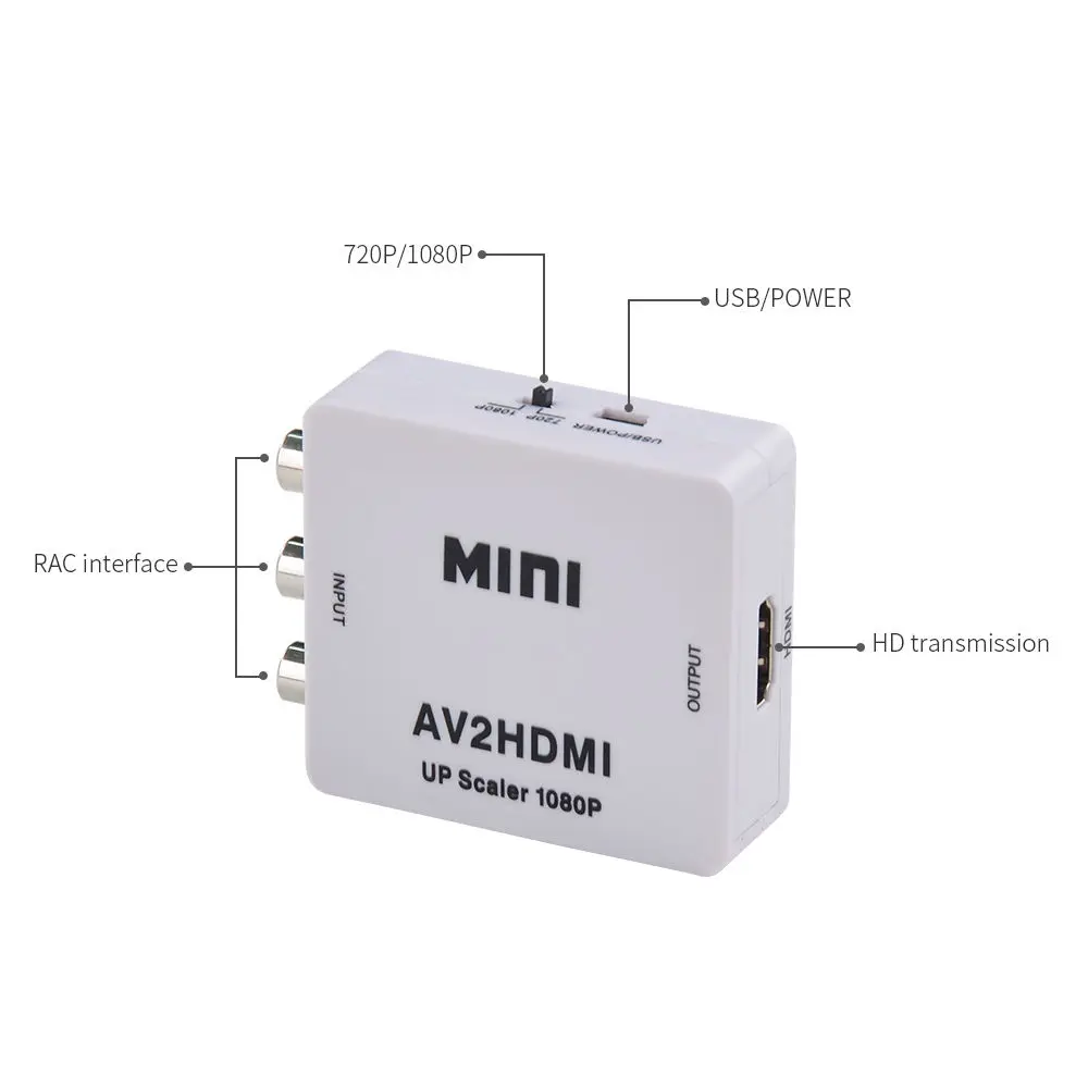 Мини Композитный cvbs AV к HDMI видео конвертер адаптер HD 720p/1080p вверх скалер AV2HDMI для PS3