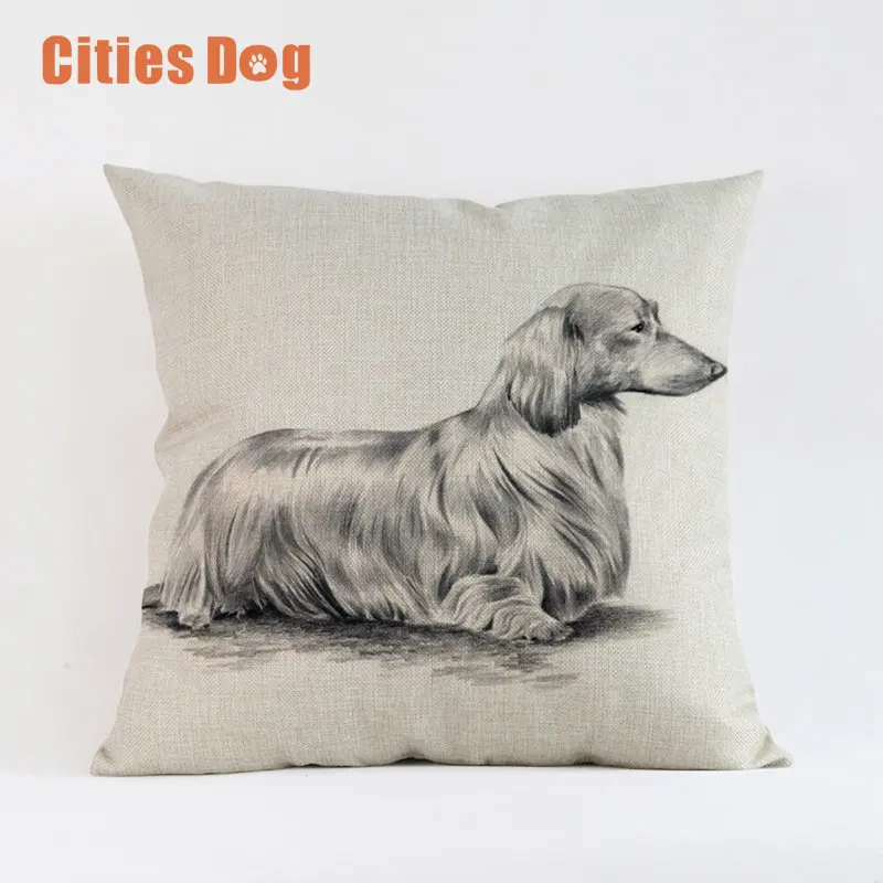 

Animal dog Cushion Cover Pillowcase High temperature printing does not fade Dachshund Dogs Pillow Throw decor Pillow Cover
