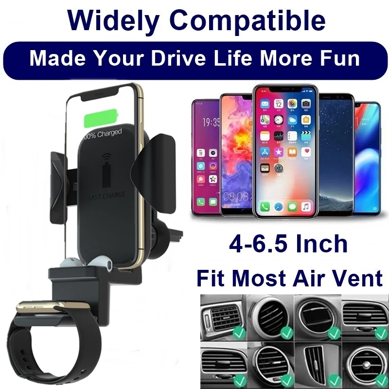 

10W Car Holder Qi Wireless Charger For iphone X XS MAX 3 in 1 Fast Wirless Charging Wireless Car Charger For Apple Watch AirPods
