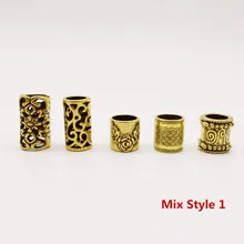 5 шт./упак. античные золотые смешанные металлические для волос оплетка dread дредлок бусины кольца трубки аксессуары около 8-10 мм большое отверстие