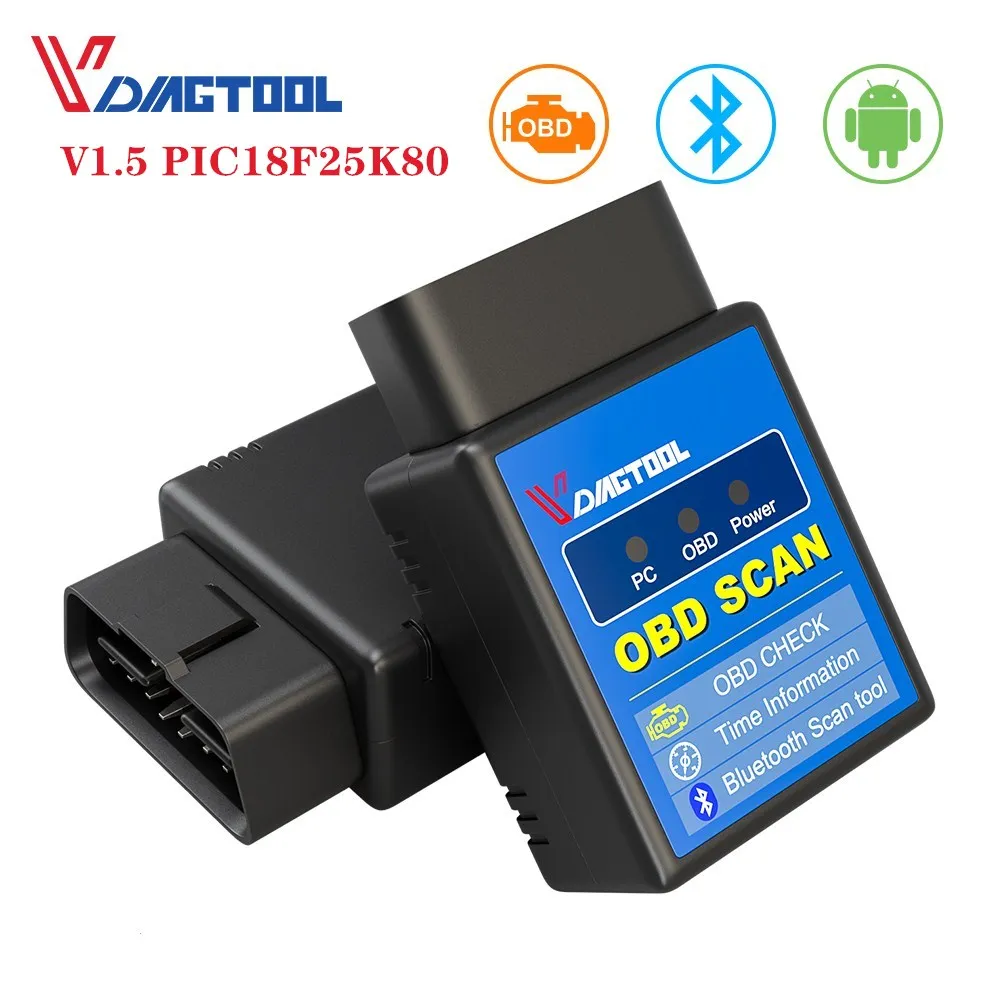 OBD2 ELM327 1.5 Bluetooth/WIFI V1.5/V1.2 for Android/iSO/PC Car Diagnostic Tool OBD2 Code Reader Scanner with PIC18F25K80 Chip