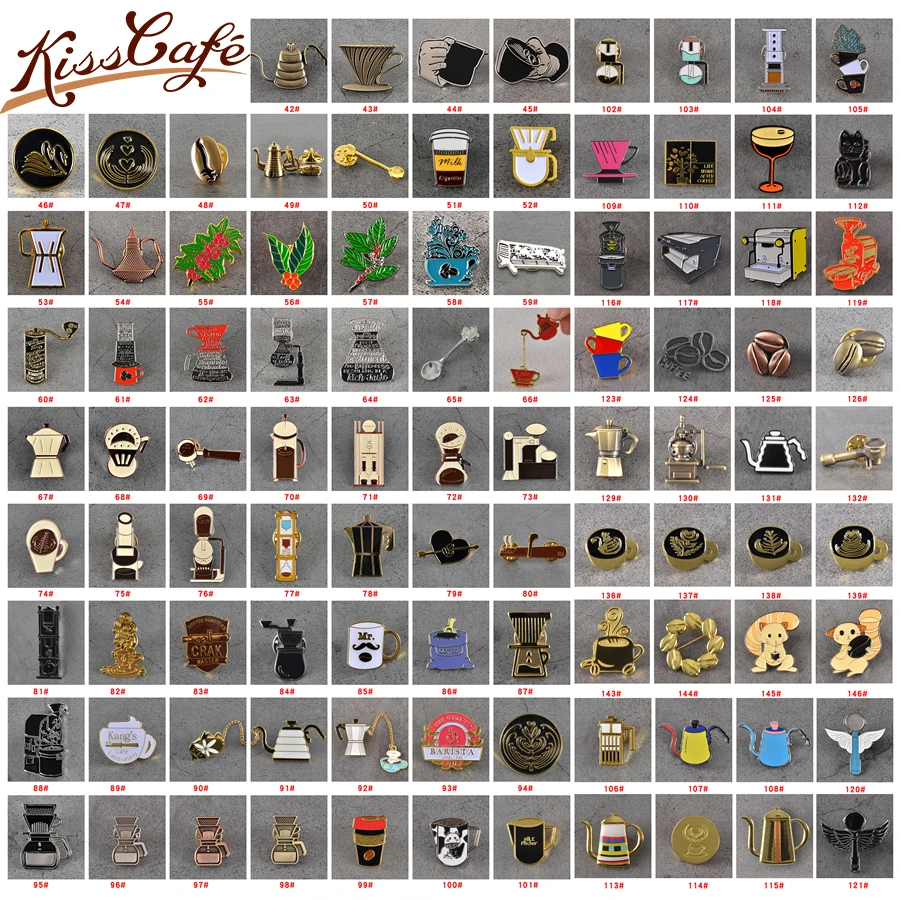 

New Arrival Couple Espresso Accessories Barista Coffee Maker Brooch Mini Coffee Tamper Beautiful Coffee Badge Cafe Gift