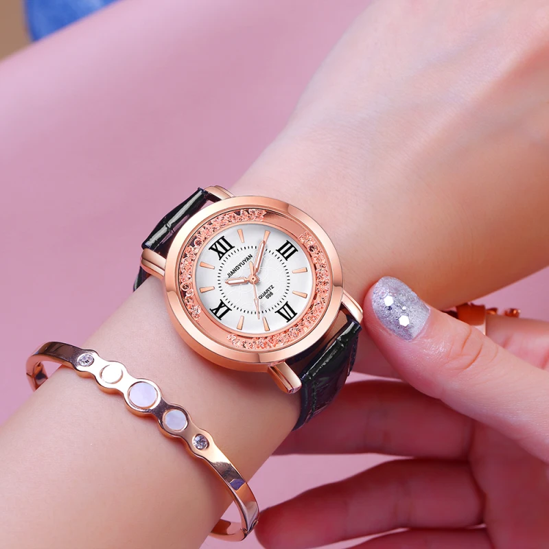 

Fashion Whatch Women Dress Watch Rhinestone Watches Women Leather Relogio Feminino Two Cats For Ladies Gift Wach Clock New 2018