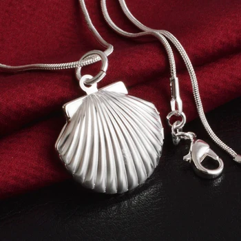 

Free Drop Shipping Jewelry Cute Shell Pendant Necklace Medallion 925 Sterling Silver Geometric Photo Frame Valentine's Day Gifts