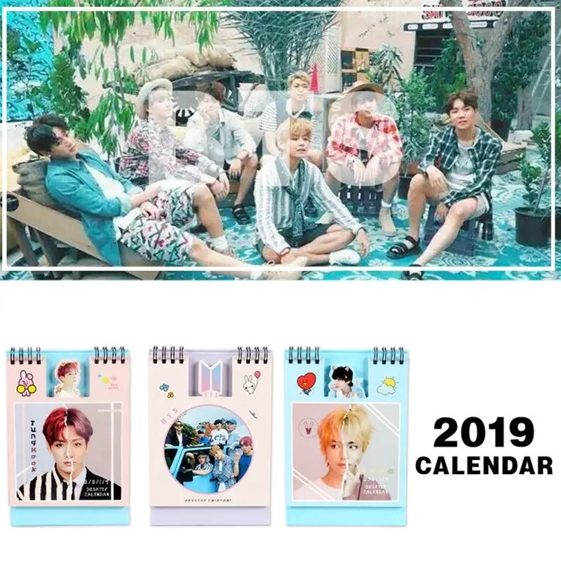

SGDOLL KPOP V JungKook RM JIMIN JIN 2019 Mini Picture Photo Desk Calendar Card Books Fans Gift Collection Lomo Card Photo Cards