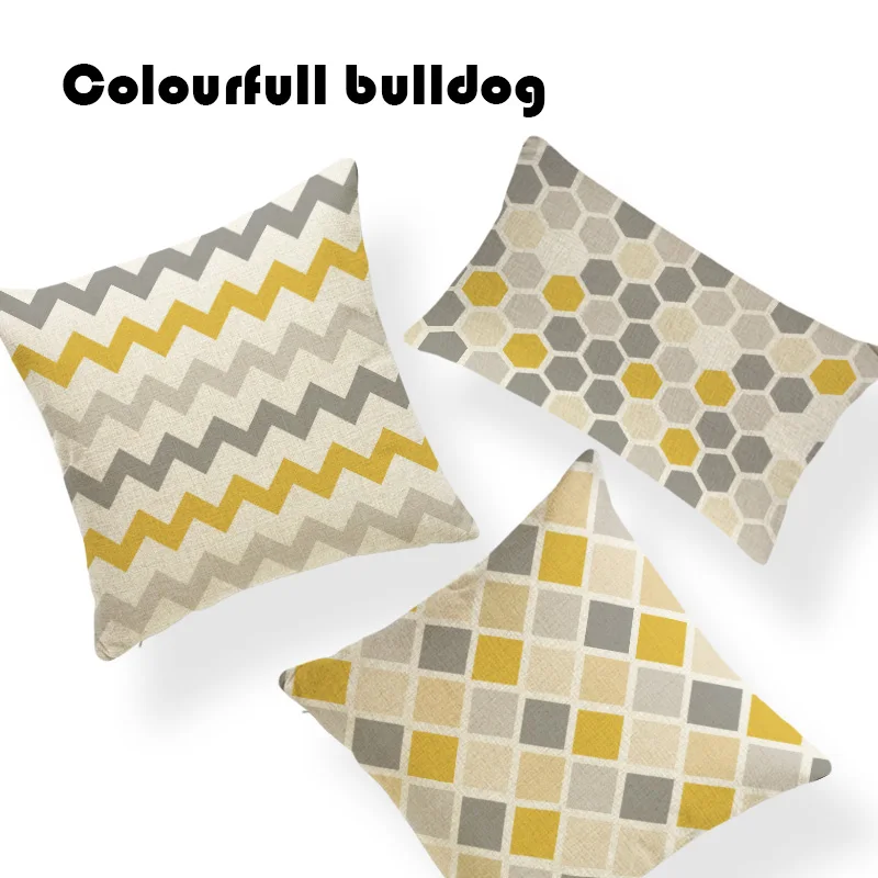 

Brand Pillow Geometric Yellow Gray Striped Arrow Chevron Cushion Cover Shabby Chic Car Cheap Office Polyester Scatter Autumn