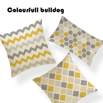 

Brand Pillow Geometric Yellow Gray Striped Arrow Chevron Cushion Cover Shabby Chic Car Cheap Office Polyester Scatter Autumn