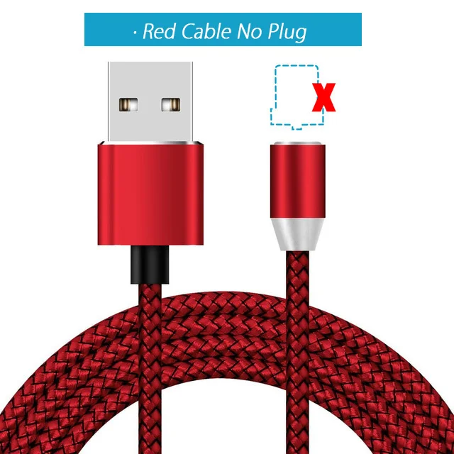 2A Micro USB Магнитный кабель usb type C кабель для huawei Магнитный кабель Разъем Micro usb зарядный кабель мобильный телефон кабель 1 м 2 м - Цвет: Red Cable No Plug