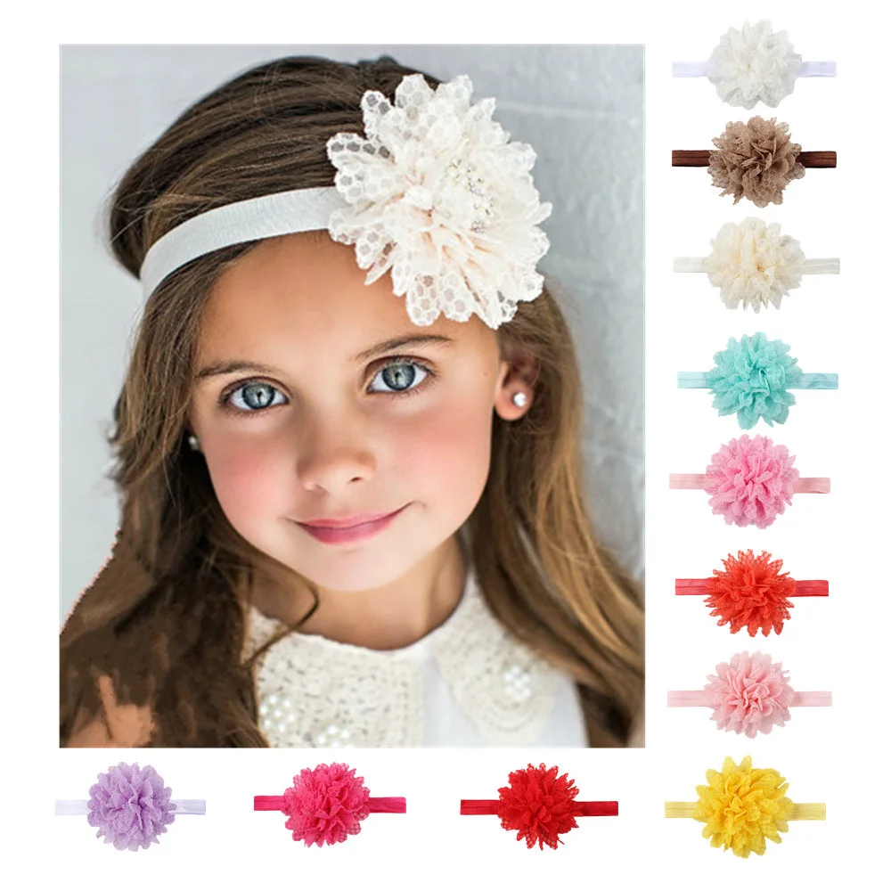 New 1 Pcs Girls Headband Newborn Beautiful Baby Girl Hairband Mesh Grid Flower Lace Headband