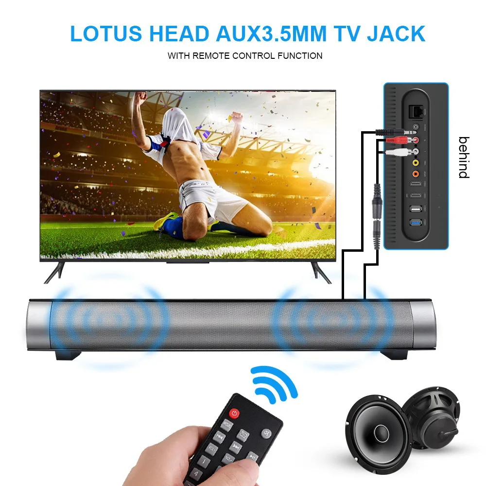Enhanced font b TV b font Remote Control Soundbar Bluetooth Speaker LP 08 Sound Bar Wireless