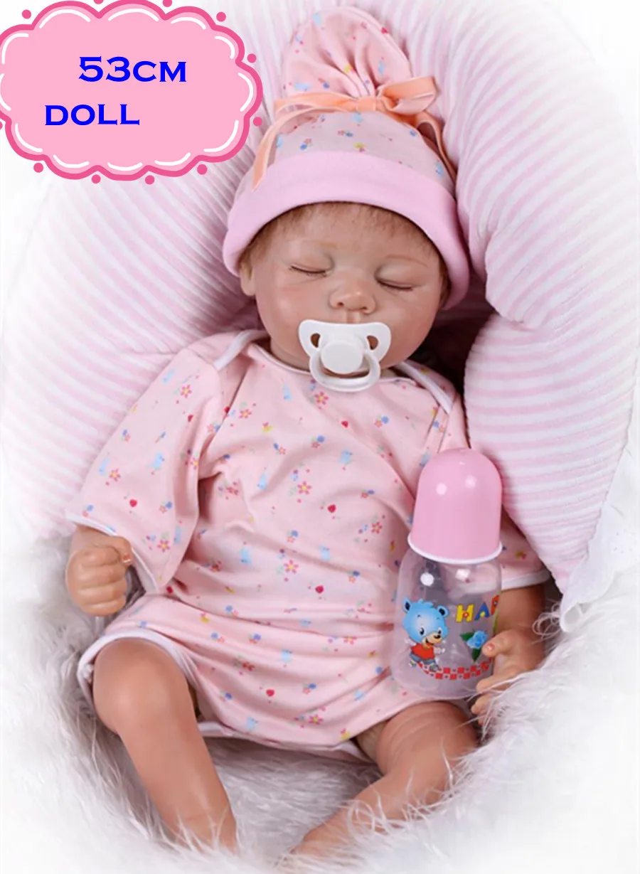 Новейший прекрасный спящий силиконовый Reborn Baby Dolls около 53 см как настоящие реалистичный Новорожденный ребенок Кукла Brinquedos Для детских подарков