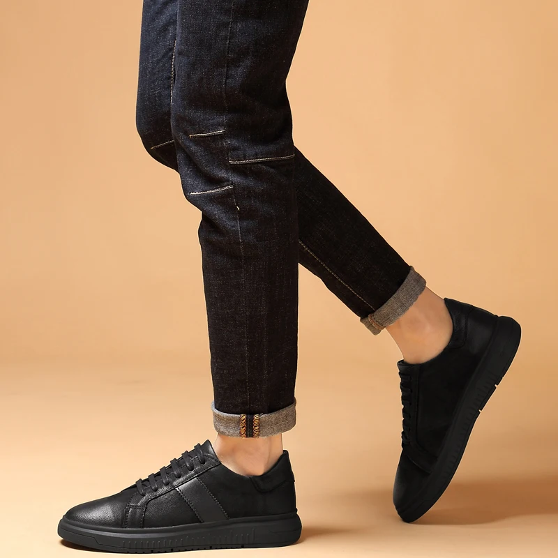 Black Calçado De Masculinos Homem Lace Moda Primavera Sapatos Homens Outono Couro Mocassins Respirável K3 Casual Genuíno up HPatq