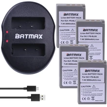 Batmax 4 個 2000 2600mah PS-bls5 BLS-5 BLS5 BLS 5 BLS-50 バッテリー + デュアル USB 用充電器 OM-D E-M10 、ペン E-PL2 、 E-PL5 、 E-PL6 、