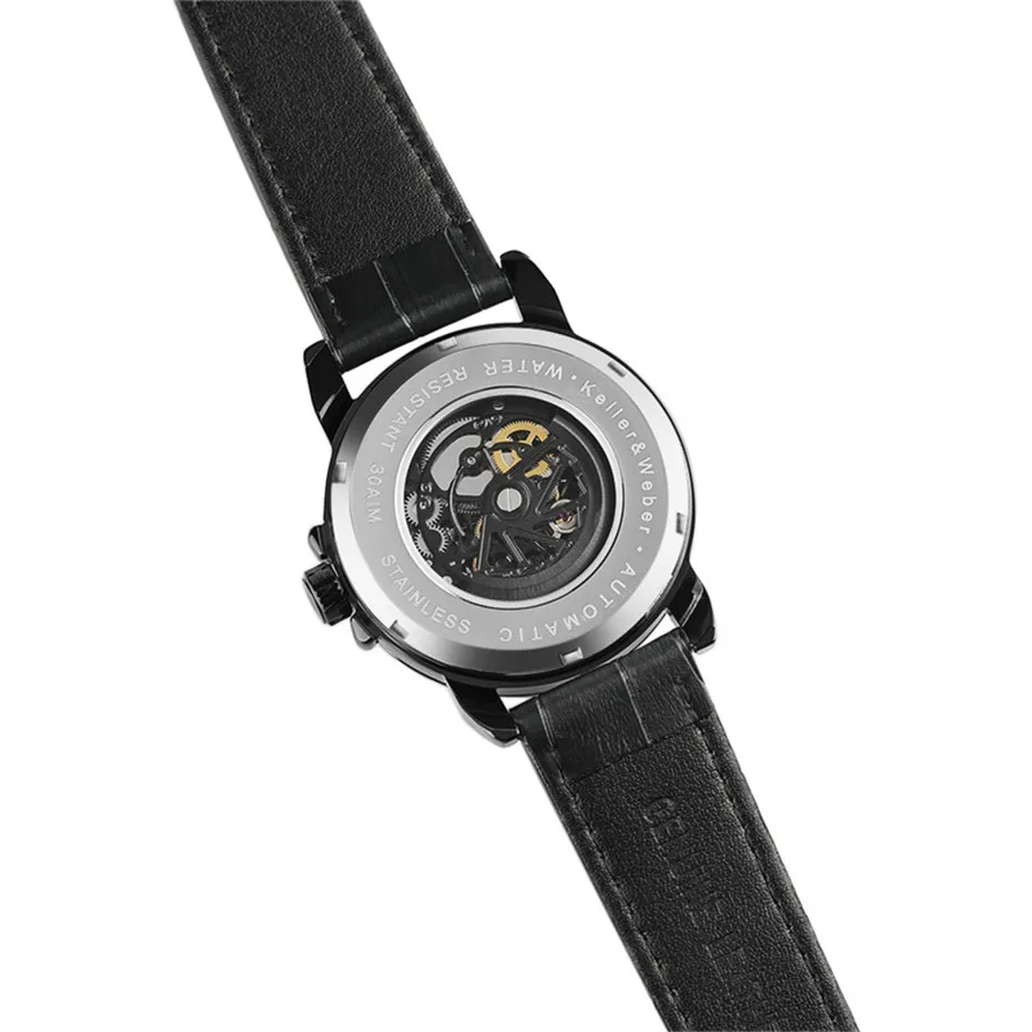 Men Military Business Black Blue Unique Concave Automatic Mechanical Wristwatch Genuine Leather Band Outdoor Gift (7)