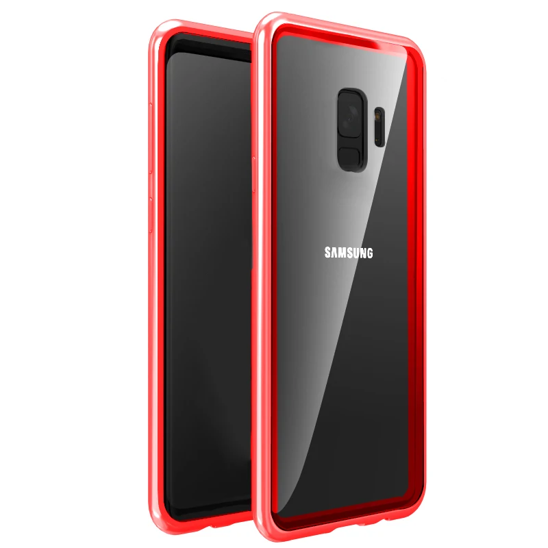 Магнитный чехол для samsung Galaxy S10 Plus, стеклянная задняя крышка, адсорбционный магнит, чехол sumsung S9 S8 S10E S10plus S 10 9 - Цвет: red