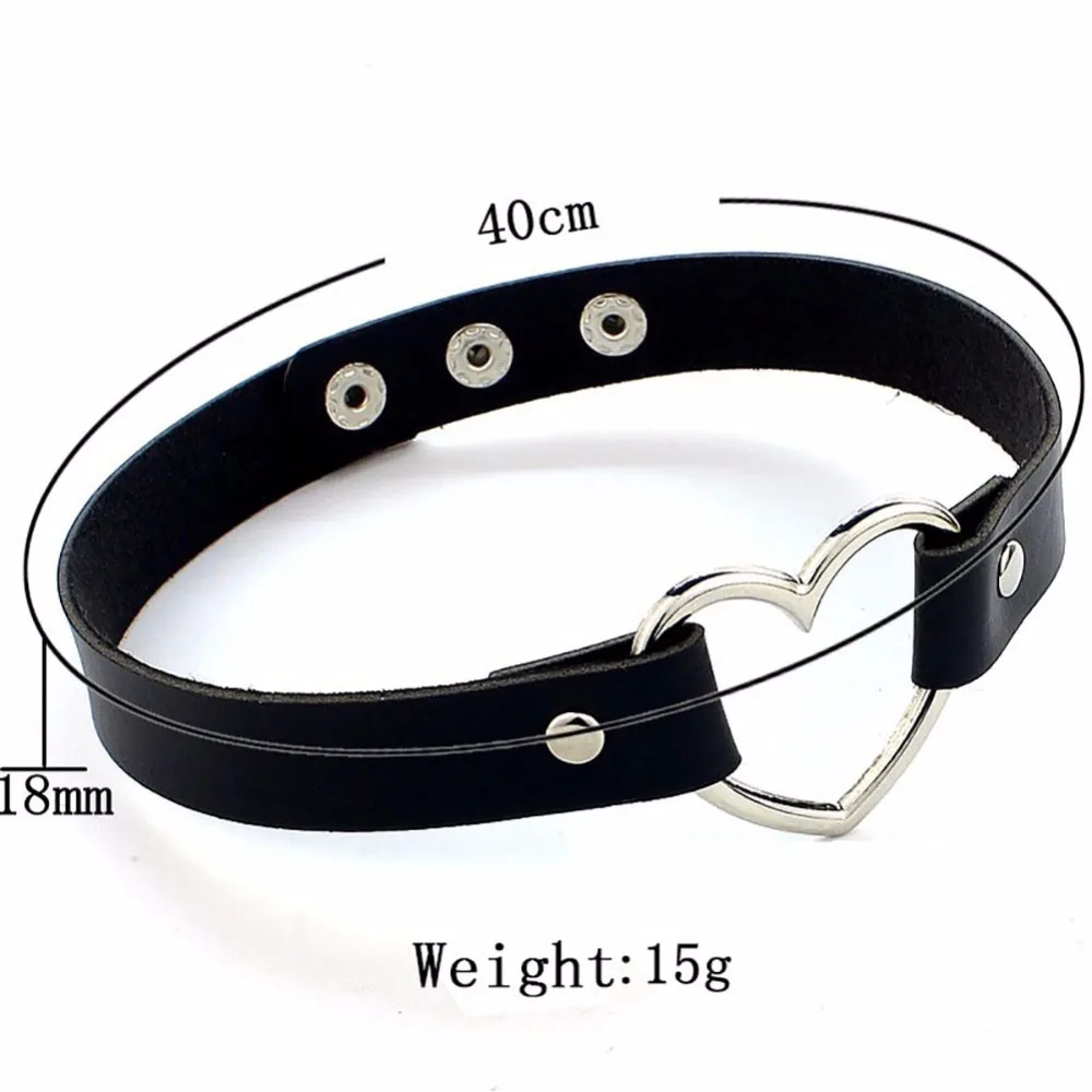Leather Choker Heart Studded Spike Rivet Buckle Collar Necklace for Women Punk Gothic Sexy Punk Fashion #252909