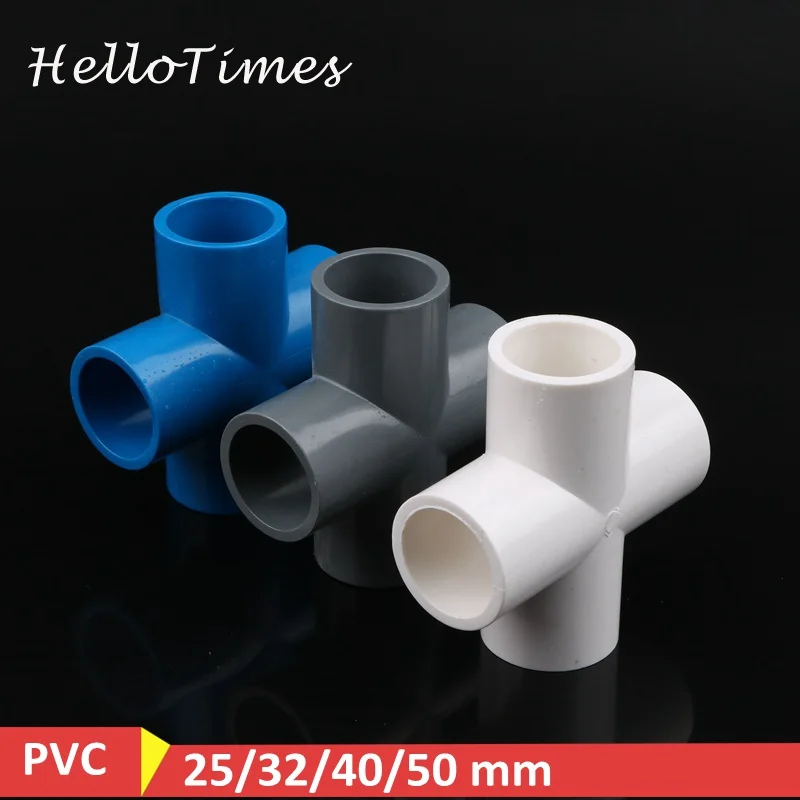 

1pc 25mm 32mm 40mm 50mm PVC Pipe Cross Connector Garden Irrigation System Parts Water Pipe 4 Way Adapter Fish Tank Supplies