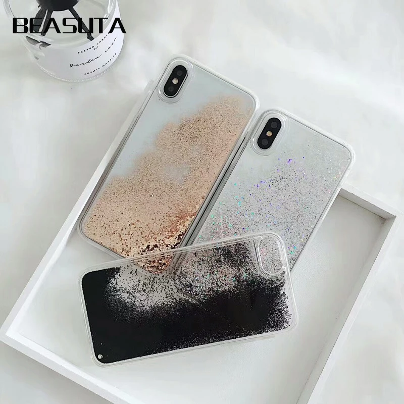 

Girls Lovely quicksand case for iphone XS MAX X case silicone TPU PC Dynamic liquid glitter cover for iphone 6 6s 7 8plus fundas