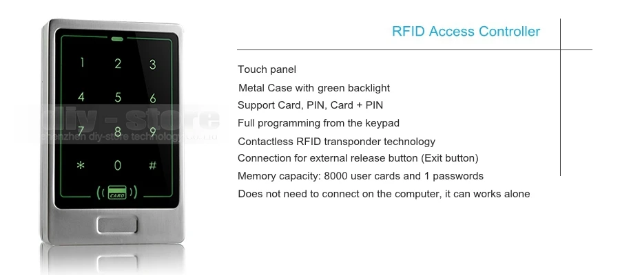 Diysecur 8000 пользователь 125 кГц RFID touch Reader пароль клавиатуры дверные Управление доступом безопасности Системы комплект + Электрический замок