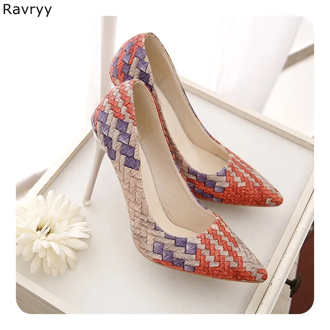 

Autumn fashion woman shoes mixed color elegant drees shoes high heels pointed toe stiletto sexy pump slip-on feamle single shoes