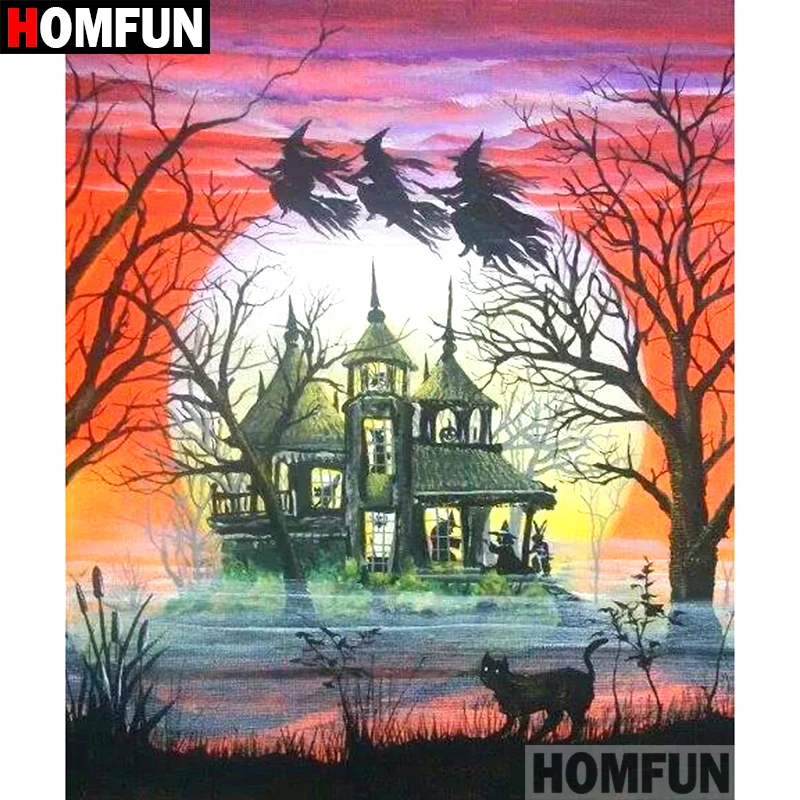 Алмазная 5D Вышивка HOMFUN A09516 картина Домашняя ведьма с полными