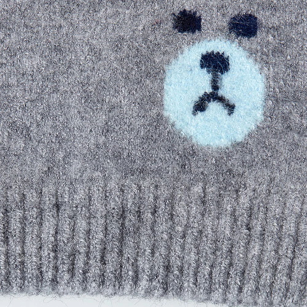 Зимние Детские шапки с медведем, милая детская вязанная шапка для мальчика, шапка, теплая шапка для младенца+ вязаный шарф, комплект, шапка с ушками